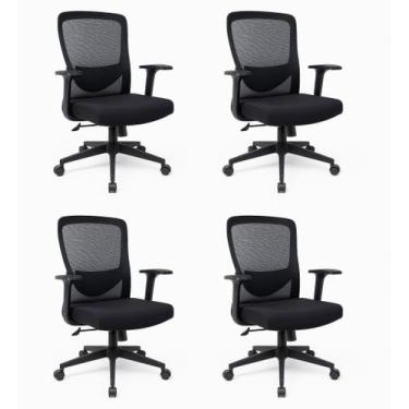 Imagem de Kit Cadeira de Escritório Diretor Elite Preta - Inova Office, 4 Cadeir