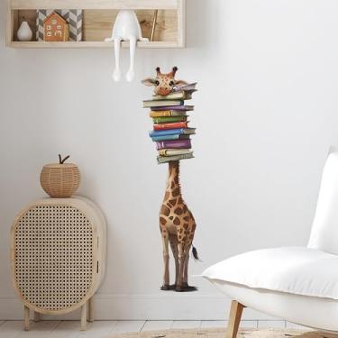 Imagem de Adesivos de parede de animais para berçário (filhote de girafa panda) decoração de canto de leitura para quarto de crianças, sala de aula, sala de jogos e biblioteca, papel de parede de vinil