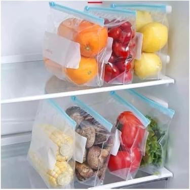 Imagem de Saco Hermético - 15 Unidades Tamanho M - Saco Para Congelar Armazenar e Organizar Alimentos Com Zip Abre e Fecha Reutilizável Livre de BPA - Saquinho Para Congelador