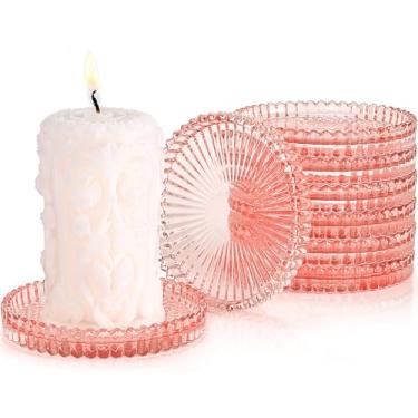 Imagem de Castiçais de vidro, conjunto GOH DODD de 8 pratos de pilar de cristal porta-copos modernos para bebidas, peça central, decoração de casa, cozinha, sala de estar, pátio, casamento, Halloween, Natal