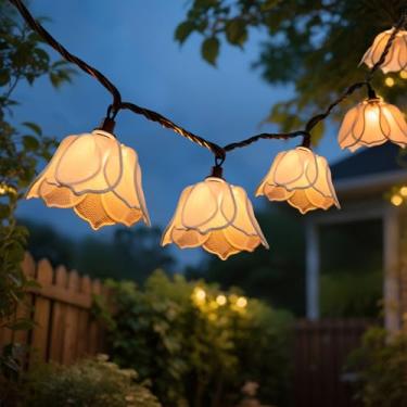Imagem de Cordão de luzes decorativas com 10 lâmpadas incandescentes, guirlanda de flores, luzes de fadas, conectáveis, à prova de intempéries, ambientes externos, ambientes internos, para casamento, jardim