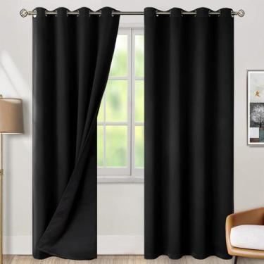 Imagem de Cortinas BGment com isolamento térmico 100% Blackout 132x213cm pretas