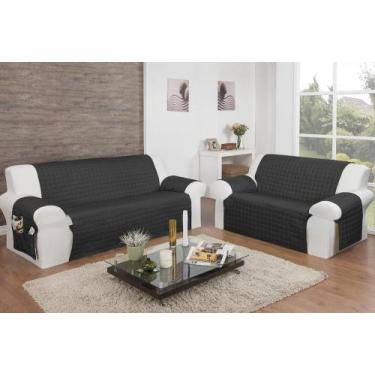 Imagem de Protetor De Sofá Vicci Jogo 2e3 Lugares Capa Protetora PRETO - THEOVIT
