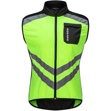 Imagem de Jaqueta Masculina Sem Mangas Blusão Colete Refletivo De Alta Visibilidade Ultraleve Impermeável Respirável Com Bolsos Corrida Ou Ciclismo, Green, 3XL