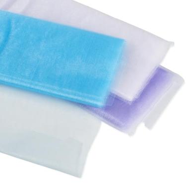 Imagem de Craftdady Tecido de tule azul celeste branco roxo com 3 rolos, tecido de poliéster macio, tule para festas de casamento, fantasia, decoração, saia, mesa, corredor, embrulho de presente, tecidos de chá