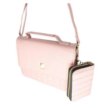 Imagem de Bolsa feminina tiracolo transversal com carteira premium - Glamour, Ro