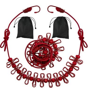 Imagem de Varal de acampamento portátil DAGONGREN, pacote com 2 prendedores de r