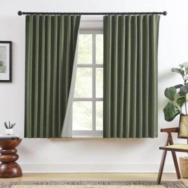 Imagem de Cortinas RAIN CITY Verde oliva escuro Blackout Linen 160x160cm