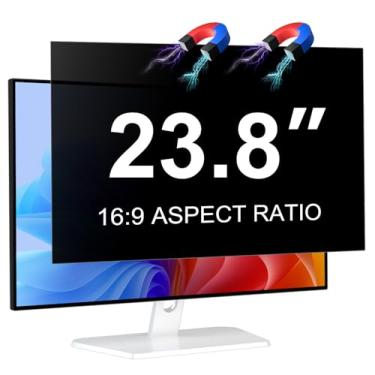Imagem de Tela magnética de privacidade para monitor de 23,8 polegadas para computador widescreen com proporção de 16:9, filtro protetor de luz azul antirreflexo para olhos, tela de privacidade de monitor de