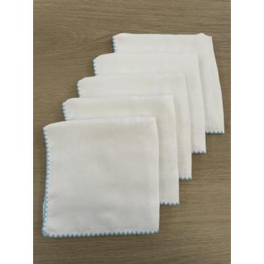 Imagem de Kit 5 Fraldas de Boca Bebê Menino 35x35cm Algodão com Bico de Picueta 