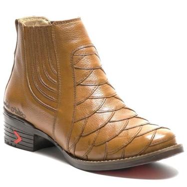 Imagem de Botina Masculina Escama de Peixe Couro Legítimo Art Nobre Texana com S