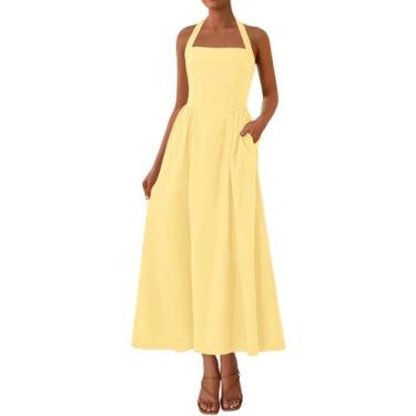 Imagem de Vestido maxi KIRUNDO de verão sem mangas, frente única, feminino, amar