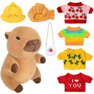 Imagem de Conjunto de brinquedos de pelúcia Kireidane Capybara com 7 roupas e ac