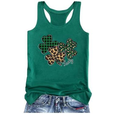 Imagem de Camiseta regata CHUNTIANRAN St. Patrick's Day Shamrock para mulheres