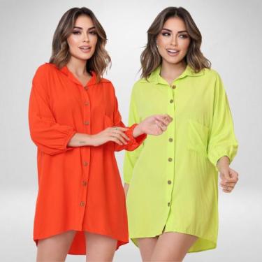 Imagem de Kit com 2 Saídas de Praia Camisão Ariel  Viscose Fresquinha e Estilosa