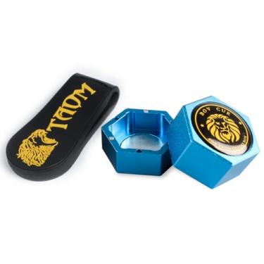 Imagem de YEUEK Suporte de giz magnético hexagonal TAOM, suporte de giz portátil para taco de sinuca para giz de predador, suporte de giz silencioso para bilhar de bilhar, estojo de giz para tacos de sinuca