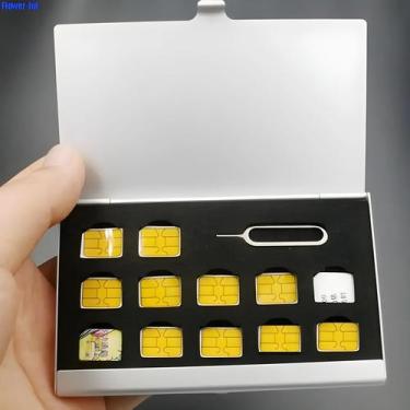 Imagem de Estojo Protetor Portátil De Alumínio Com 12 Slots Para Cartões SIM E C