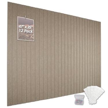 Imagem de TENACR Painel de parede de ripas de fundo alternativo de cortiça, quadro de avisos de escritório para decoração, adequado para exibir fotos e documentos, com etiquetas adesivas removíveis, pacote com