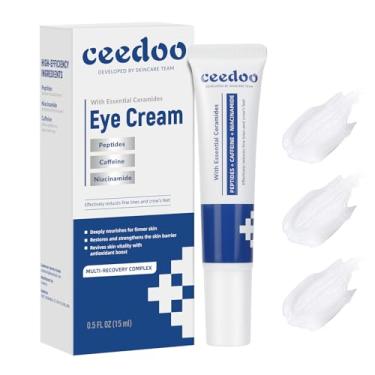 Imagem de ceedoo Creme para os olhos para rugas, linhas finas e pés de galinha - com ceramidas, peptídeos + cafeína + niacinamida - creme antienvelhecimento para renovação da pele sob os olhos para homens e
