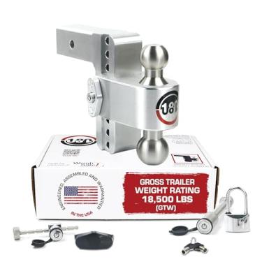 Imagem de Weigh Safe Suporte de bola de engate de reboque ajustável, engate de queda ajustável de 15 cm para receptor de 6,3 cm com conjunto de trava semelhante com chave de 4 peças, engate de reboque de