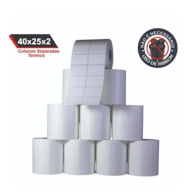 Imagem de Kit 10 Rolos Etiquetas Térmicas 40X25Mm 2 Colunas