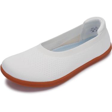 Imagem de WHITIN Sapatilhas De Balé Femininas Descalças Com Biqueira Larga E Solado Zero Drop, Minimalistas, Tamanho 8, Vestido Caminhada Em Malha, Salto Baixo, Bailarina, Branca, 39