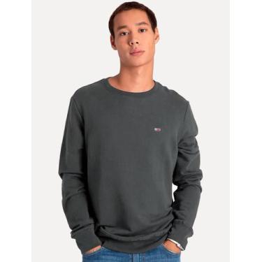 Imagem de Moletom Tommy Jeans Masculino Fleece Flag Crewneck Chumbo, L/G