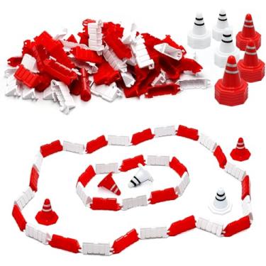 Imagem de Hobby Fans 120 Pieces RC Car Racing Track Drift Runway Drift Field Fence with 30PCS Road Cones for 1/14 1/16 1/18 1/24 1/28 Mini RC Car (Red+White)