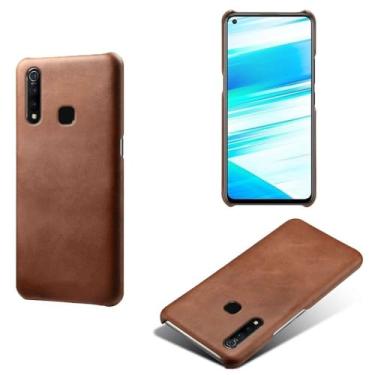 Imagem de Capa para vivo Z1 Pro,Proteção contra quedas,Casca de volta de cor sólida simples,Design de couro de imitação de plástico-Brown