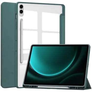 Imagem de Capa fina híbrida para Samsung Galaxy Tab S10 Lite / S10 FE / S9 FE de 10,9 polegadas, capa Ratesell à prova de choque com capa traseira transparente transparente, com suporte para caneta S, verde