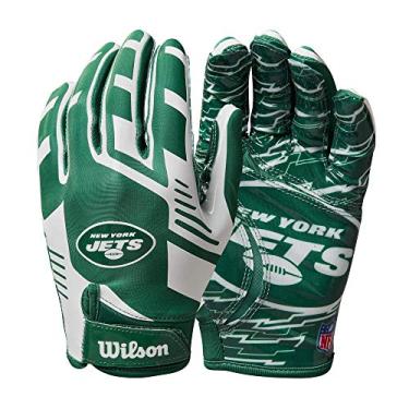 Imagem de Luvas de futebol Wilson NFL com ajuste elástico - New York Jets-Youth