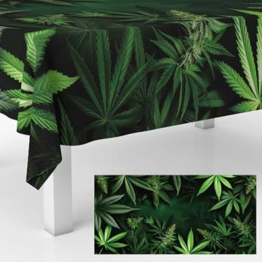 Imagem de Junliang Toalhas de mesa com tema de maconha de 134,5 x 274,3 cm, suprimentos para decoração de festa de casamento de feliz aniversário, jantar, banquete, piquenique, aniversário, festa de casamento