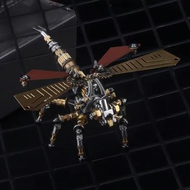 Imagem de Quebra-cabeça de metal 3D adulto, conjunto de modelos de insetos punk, quebra-cabeça mecânico 3D, montagem DIY divertida, presente masculino de alta qualidade. (libélula de metal)