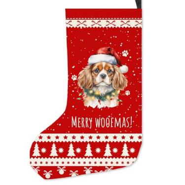 Imagem de FIicy Cavalier King Charles Spaniel Presentes Meias de Natal para Cachorros, Meias de Natal Cavalier King Charles Spaniel, Cachorros Engraçados Merry Woofmas Natal Meias Penduradas Presentes para