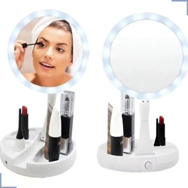 Imagem de Espelho De Luz Led Dobravel Lupa Aumenta 10x Maquiagem Usb - Ly Haimei