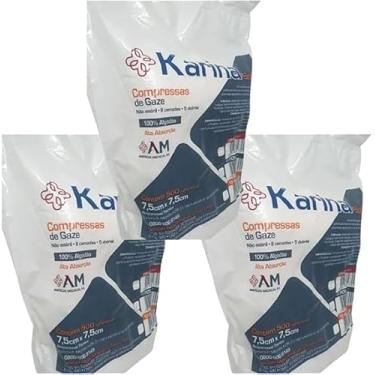 Imagem de Kit 3 Compressas de Gaze, 11 Fios, 500 Unidades por Pacote, 7,5 x 7,5 cm, 100% Algodão