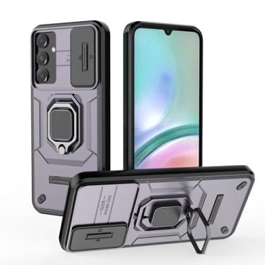 Imagem de SORAKA Capa para Samsung Galaxy A15 com suporte e tampa deslizante para câmera Capa Samsung Galaxy A15 5G com placa de metal para suporte magnético para carro Capa de camada dupla em PC e TPU