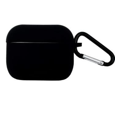 Imagem de Capa protetora de silicone para AirPods Pro 3 (2025), design à prova de choque com clipe mosquetão, proteção premium (preto)