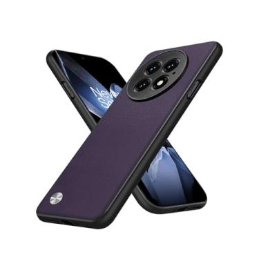 Imagem de Puxssul Capa para OnePlus 13, traseira de couro sintético anti-impressão digital + bordas duráveis de TPU macio à prova de choque, capa protetora para câmera slim fit antiarranhões para Oneplus 13 5G