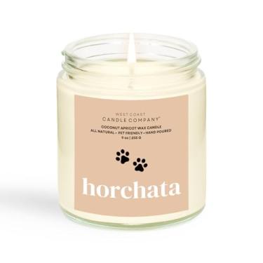 Imagem de Horchata | Vela para animais de estimação | Cera de damasco de coco sem soja | Queima limpa | Não tóxica | Aprovado por veterinários | Eliminador de odores de animais de estimação | Vela perfumada