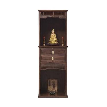 Imagem de Mesa do Altar do Santuário Armário de nicho Buda madeira duas camadas Pedestal Mesa adoração em casa Ancestral Santuário(60cm)