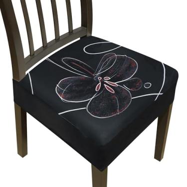 Imagem de Capas de cadeira de jantar, capas de assento para cadeiras de sala de jantar, conjunto de 6, capas elásticas para cadeira de cozinha, capa removível lavável para cadeira de sala de jantar, protetor de