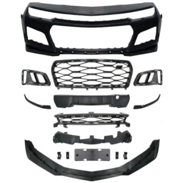 Imagem de Grelha de para-choque de carro Para-choque dianteiro Spoiler de lábio Kit de carroceria surround frontal Capa de farol de neblina compatível com Camaro SS-ZL1 2019-2023 Exterior