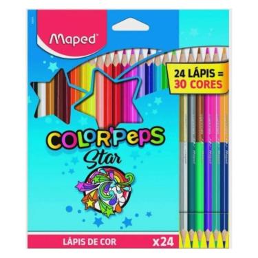 Imagem de Lápis De Cor Triangular 24 Lápis Com 30 Cores 6 Bicolor