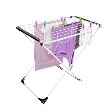 Imagem de Varal de chão dobrável em aço compacto e resistente para apartamento lavanderia