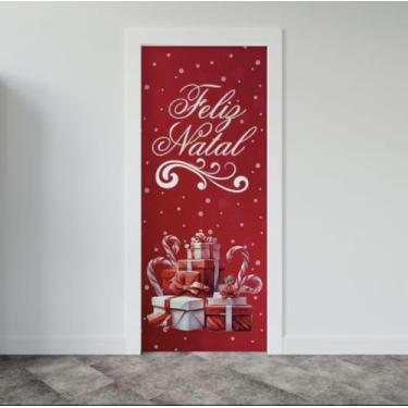 Imagem de Capa Para Porta Decoração De Volta Às Aulas Feliz Natal Papai Noel Painel Em Tecido Com Elástico (5)