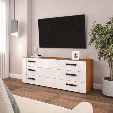 Imagem de Rack para Tv 65 Polegadas com 6 Gavetas Lisboa Branco