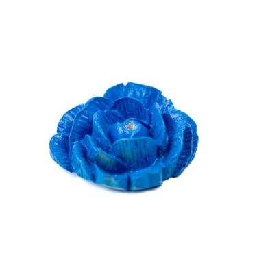 Imagem de Incensário Porta Incenso Artesanal Rosa Azul 4 Cm Resina