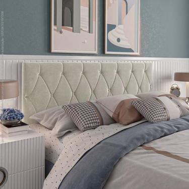 Imagem de Painel Cabeceira Estofada Leticia P/ Cama Casal 1.40 Suede Areia - JGL