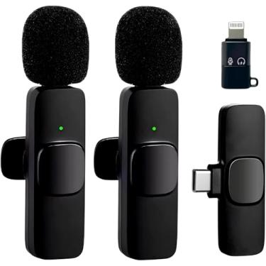 Imagem de Microfone de Lapela Sem Fio Premium para Celular e PC com 2 Unidades – Bluetooth, Redução de Ruído, Compatível com iPhone, Android USB-C, Câmera DSLR, YouTube, Entrevistas, Vídeos